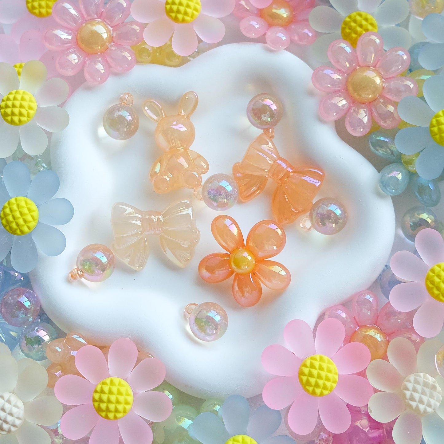 Mixed Flower, Bunny, Mickey Mouse, Bow Beads 10 Pack