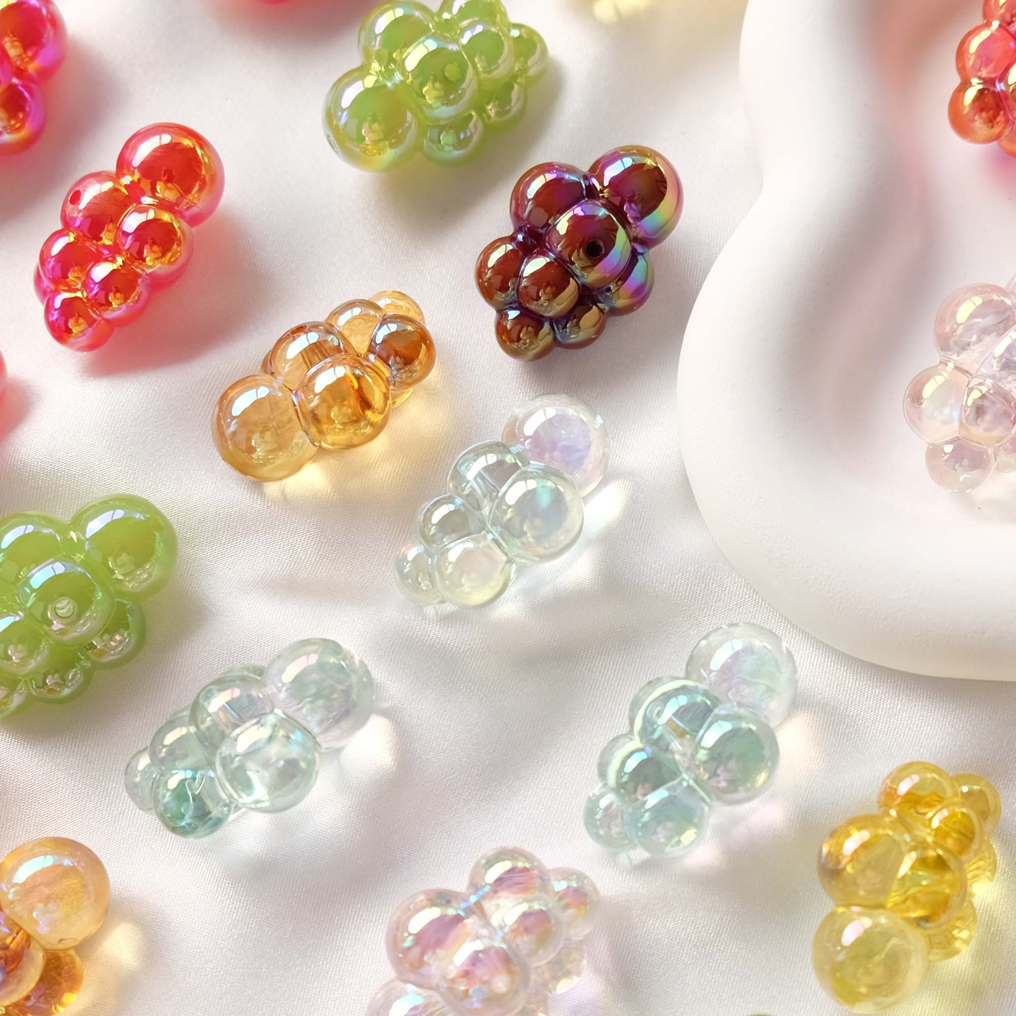 Cute Solid Color Glitter Gummy Bear Beads (10 x 16mm)