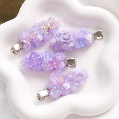 Lilac Garden Hair Clips