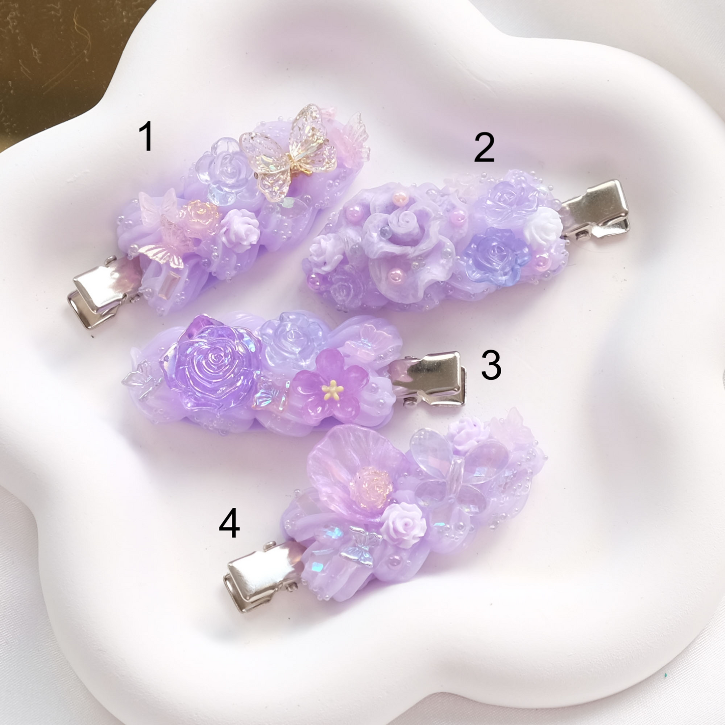 Lilac Garden Hair Clips