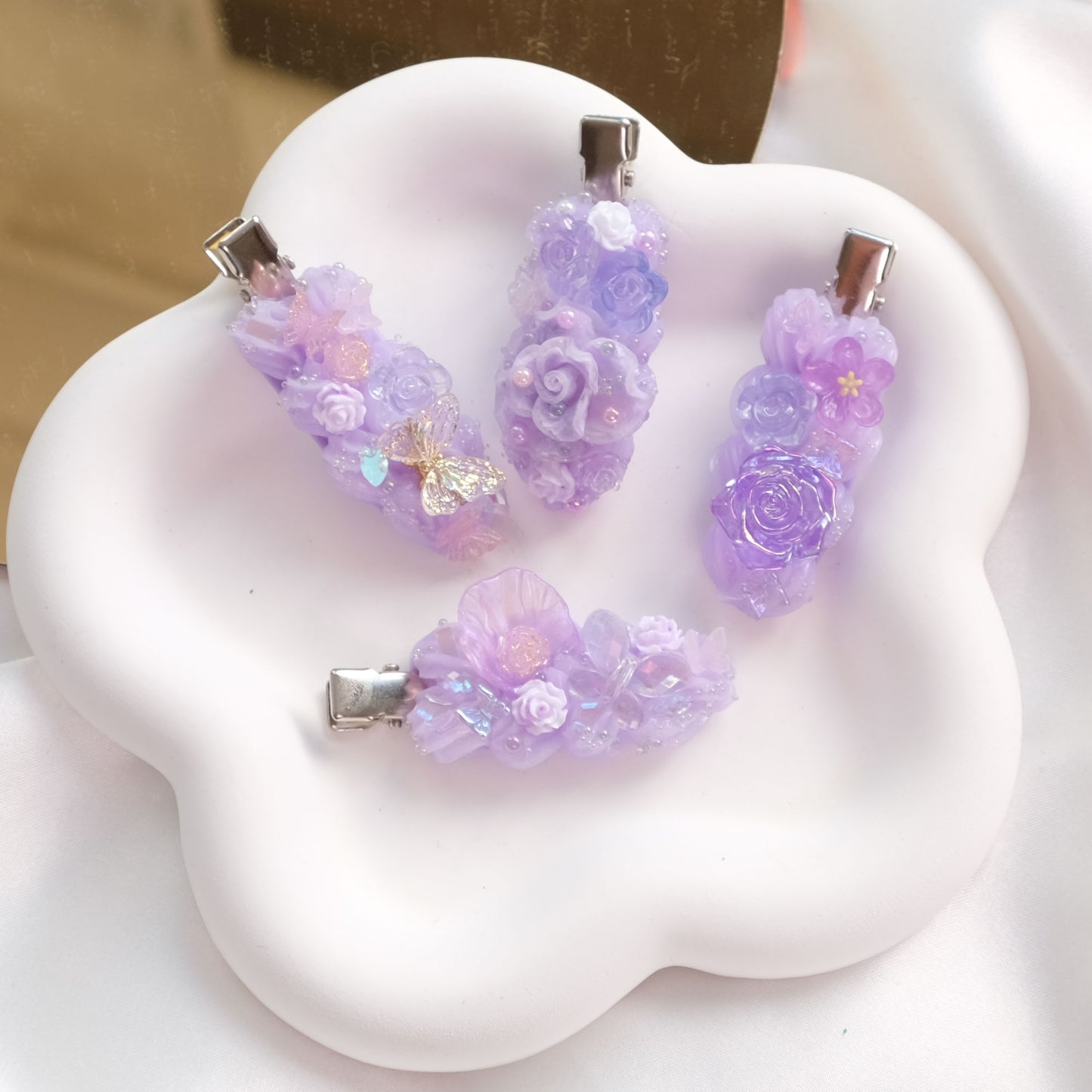 Lilac Garden Hair Clips