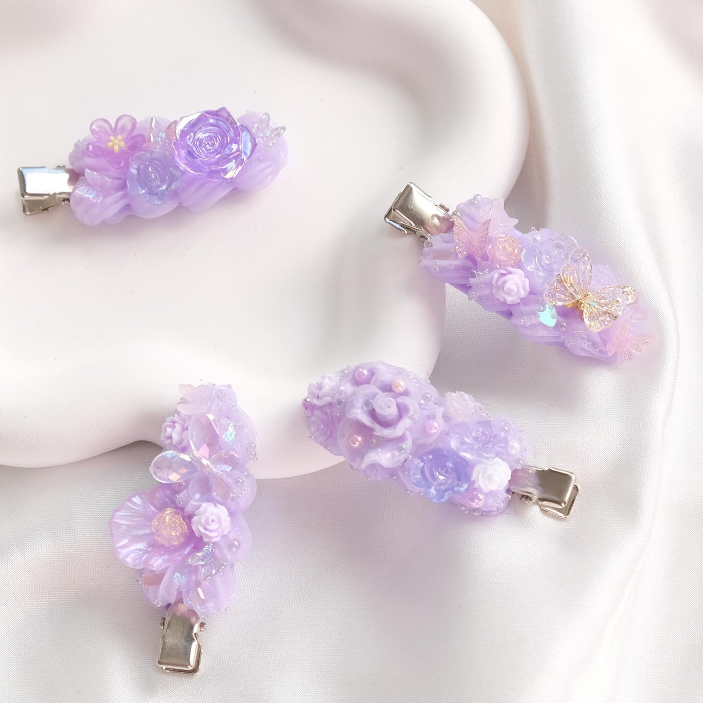 Lilac Garden Hair Clips