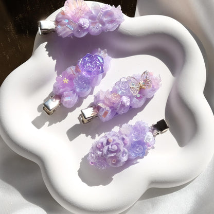 Lilac Garden Hair Clips