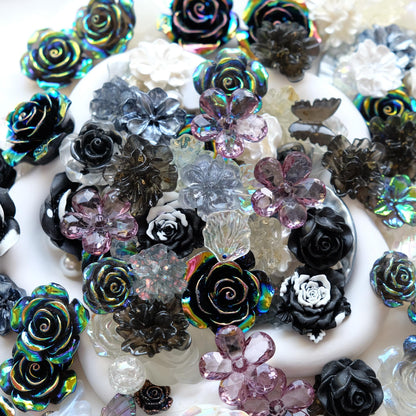 Black Baroque Style Flowers Beads