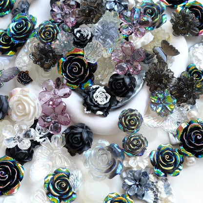 Black Baroque Style Flowers Beads