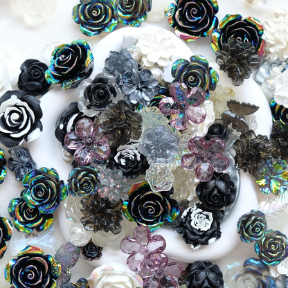 Black Baroque Style Flowers Beads