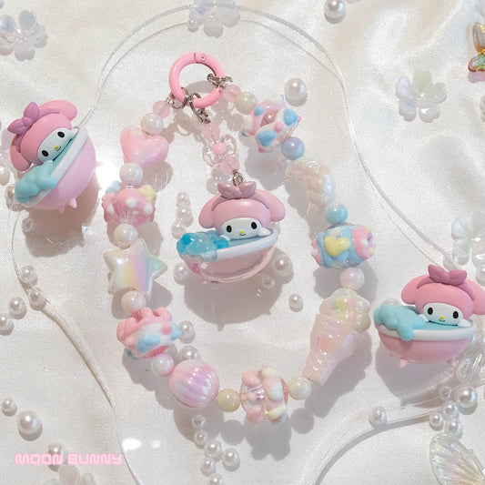 Pink Bunny Bubble Bath Phone Charm No.02